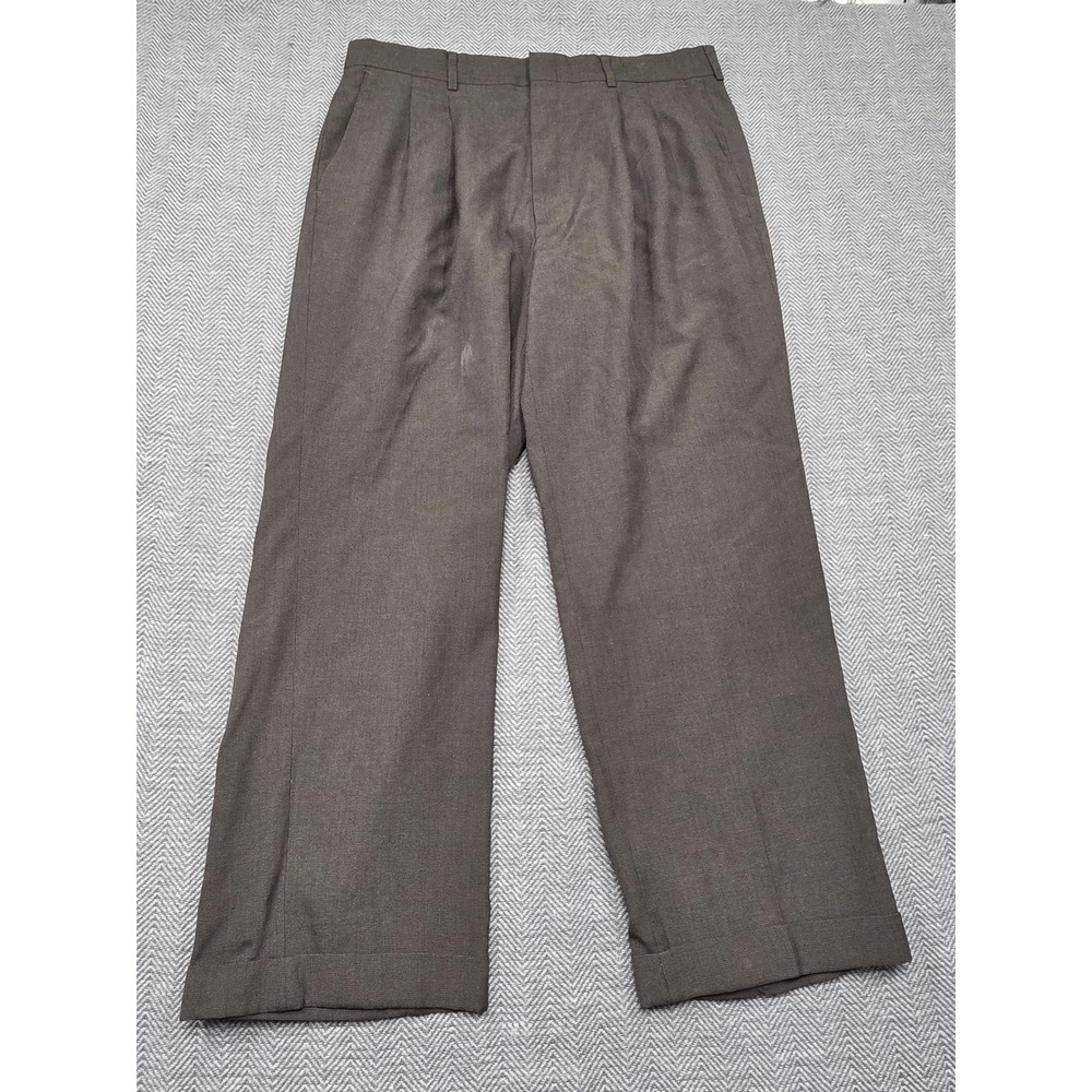 Haggar‎ Vintage 90s Mens Pleated Trousers Brown 34x30 Made in USA Cuffed Hem
